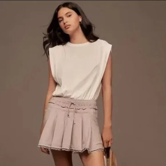 Anthropologie Daily Practice Goal Line Twofer Mini Dress White and Gray Lacey Lg - Picture 5 of 14